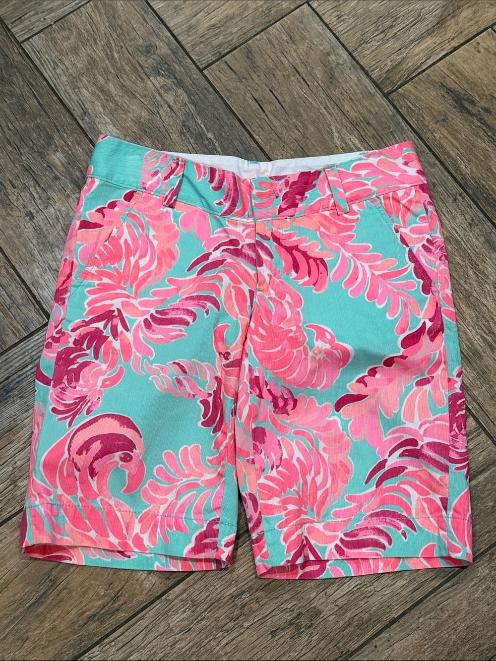 Lilly Pulitzer Chipper Bermuda Shorts Poolside Blue Lovebirds Size 00